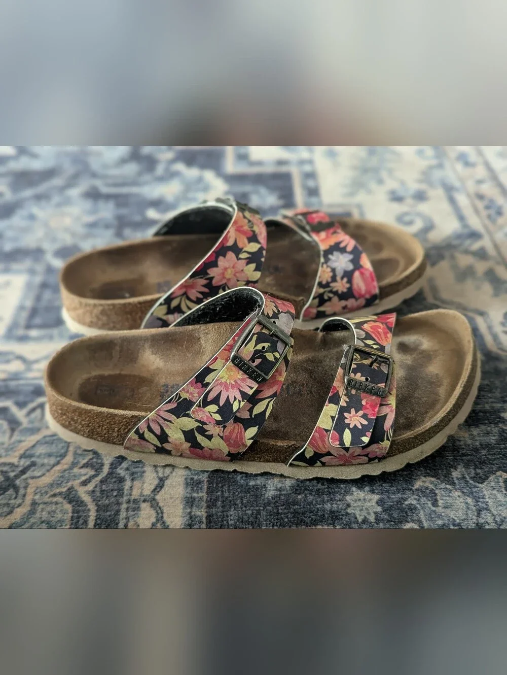 Birkenstock Sydney Floral Double Strap Sandals Size 38 / Women's 7 Medium/Narrow